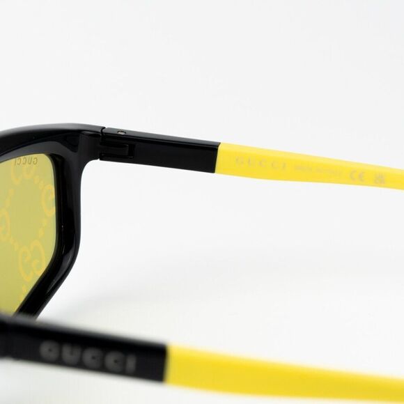 NEW Gucci GG1736S 004 Black Yellow Mirror GG Pattern Logo Men Sunglasses - Picture 8 of 9